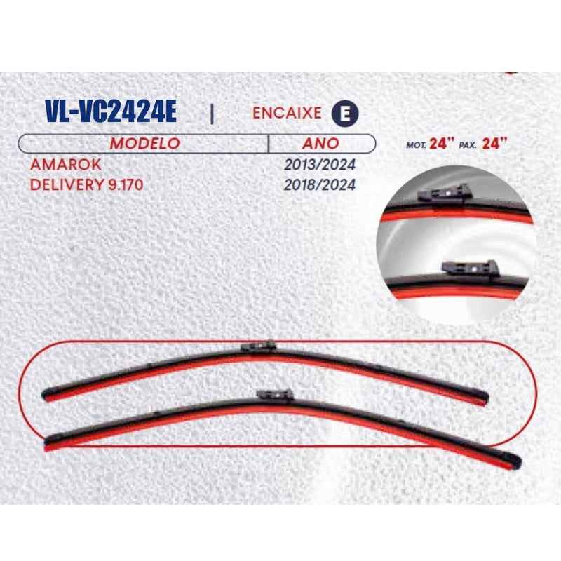 PALHETA LIMPADOR ESPECIFICA AMAROK, DELIVERY 9.170 - 2018 a 2024 - 24" 24" - ENCAIXE "E"